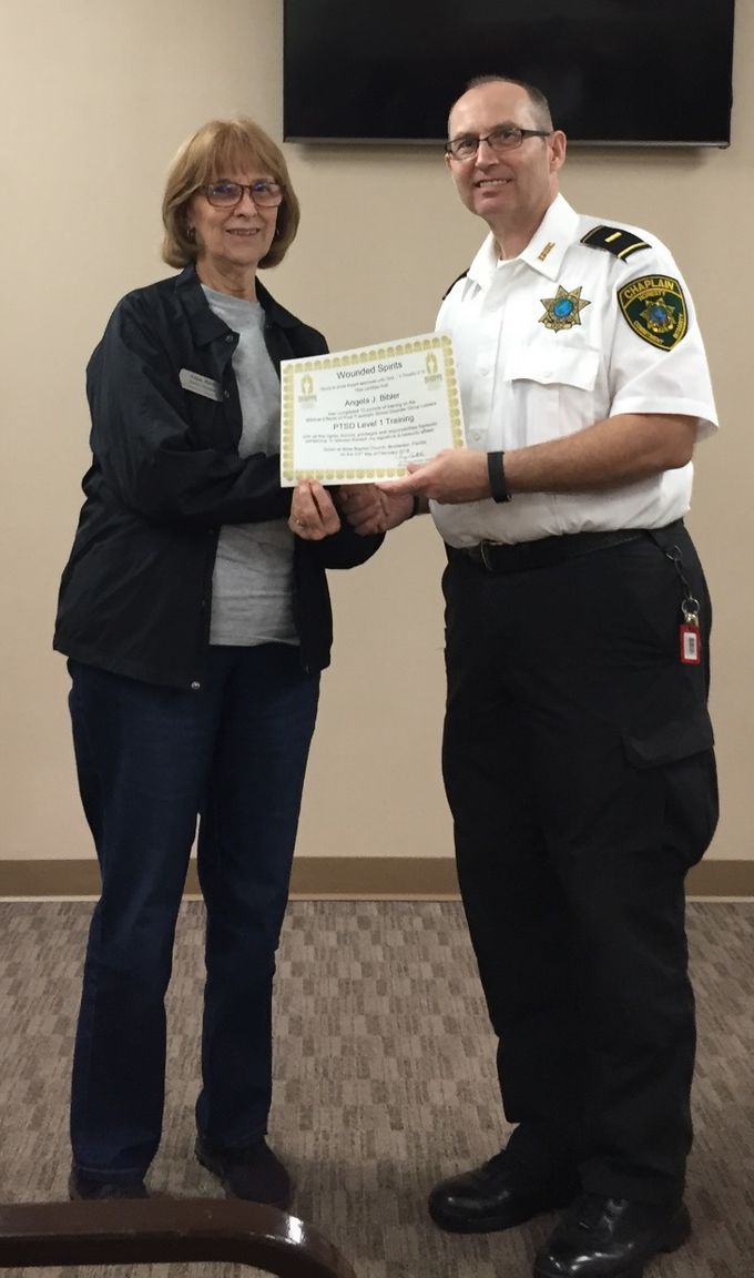 PTSD Class certificate given to Angie Bibler